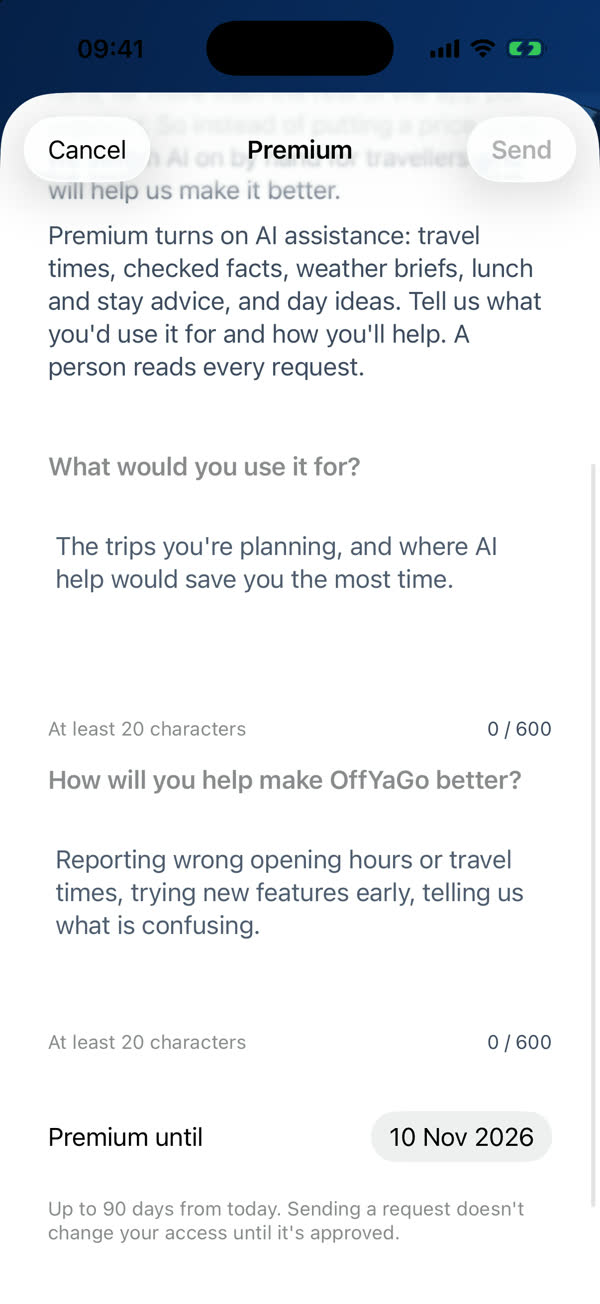 The second question, the Premium until date, and the note that sending does not change your access